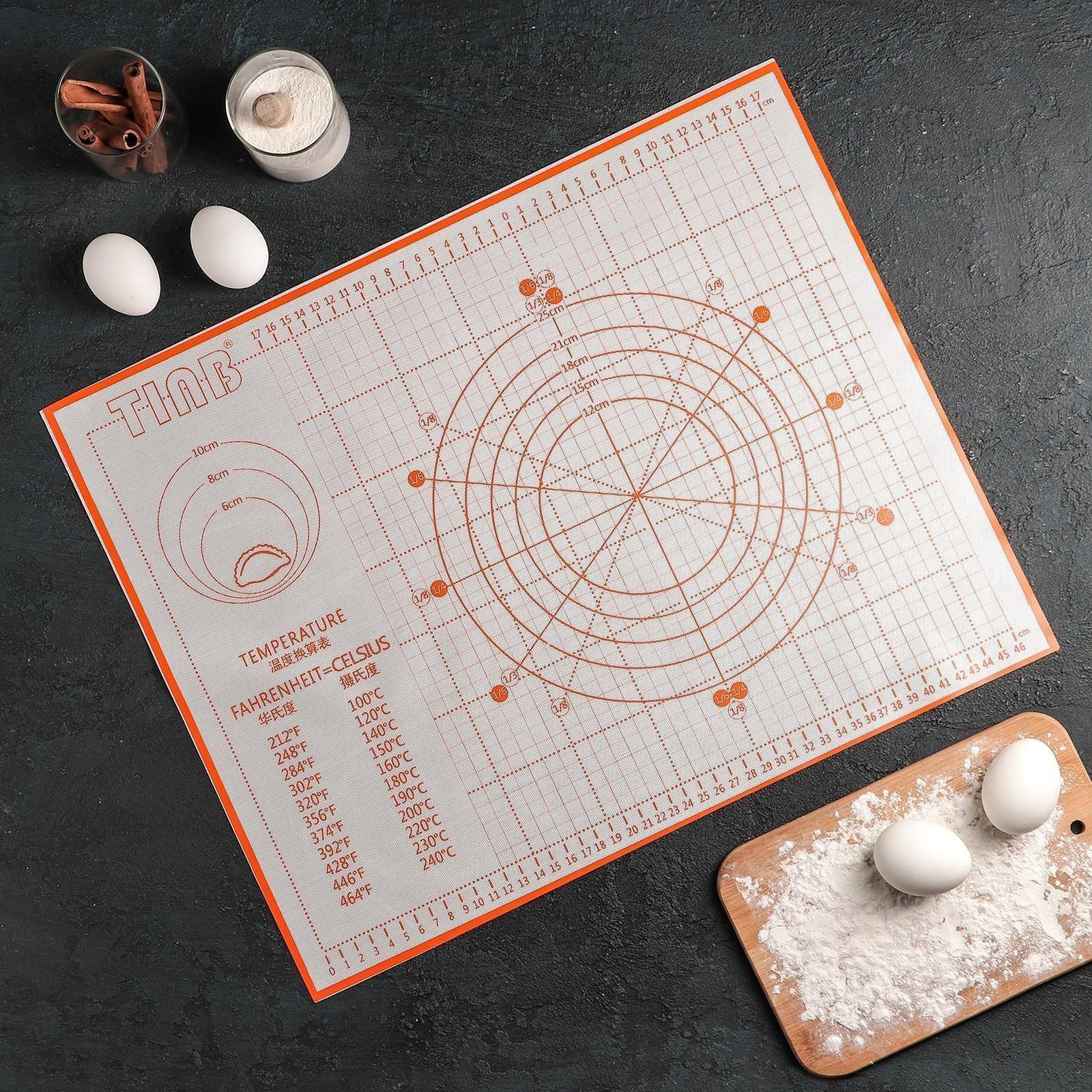 Силиконовый коврик с разлиновкой армированный, 50×40 см