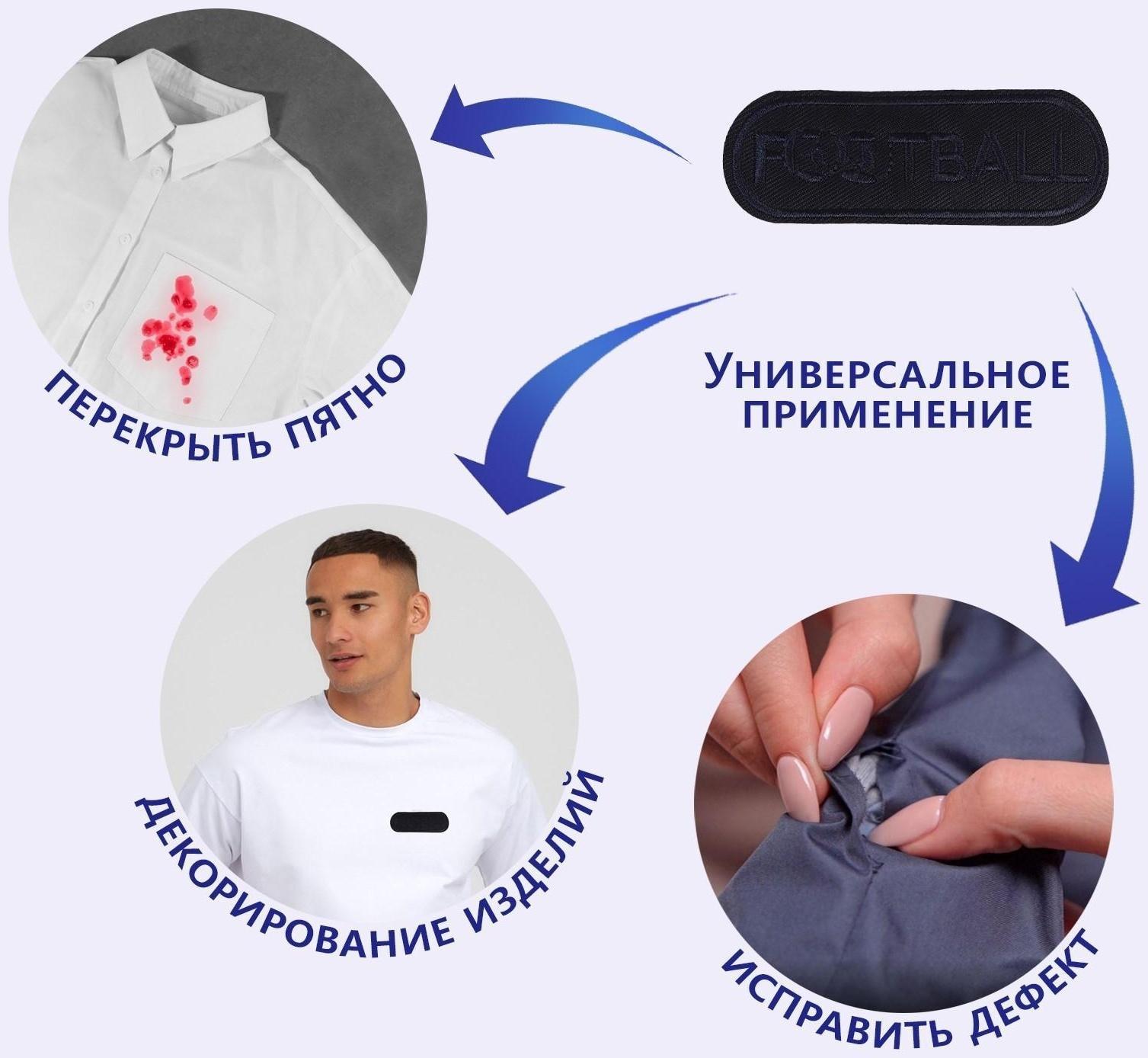 Термоаппликация «Футбол», 9 × 3 см, цвет тёмно-синий