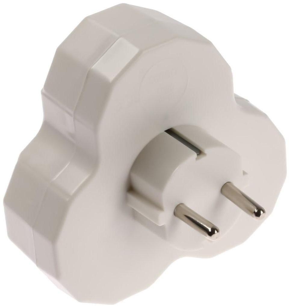 Разветвитель, 3 розетки, 16А, с з/к, белый