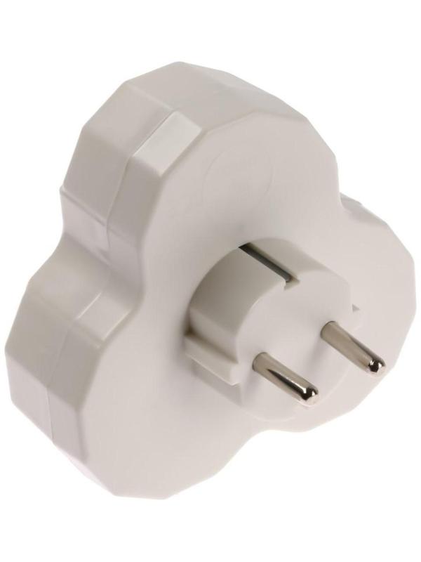 Разветвитель, 3 розетки, 16А, с з/к, белый