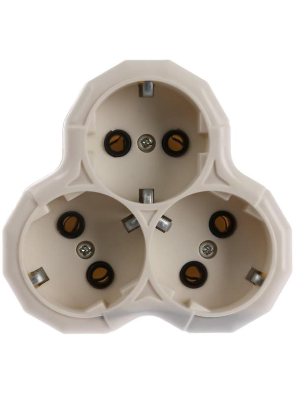 Разветвитель, 3 розетки, 16А, с з/к, белый