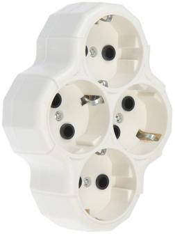 Разветвитель, 4 розетки, 16А, с з/к, белый