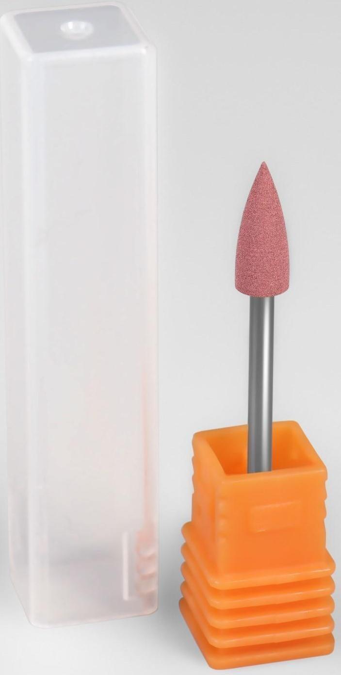 Фреза силиконовая для полировки, средняя, 5 × 13 мм, в пластиковом футляре, цвет розовый