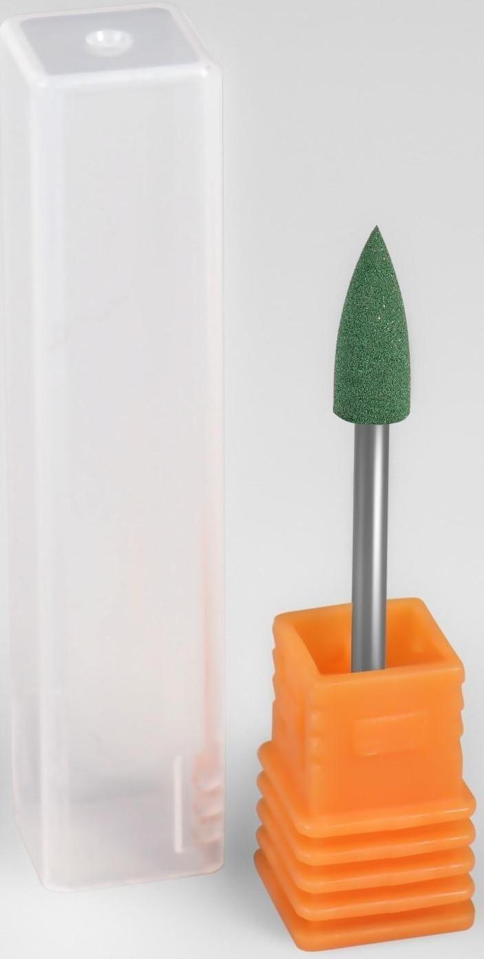 Фреза силиконовая для полировки, жёсткая, 5 × 13 мм, в пластиковом футляре, цвет зелёный