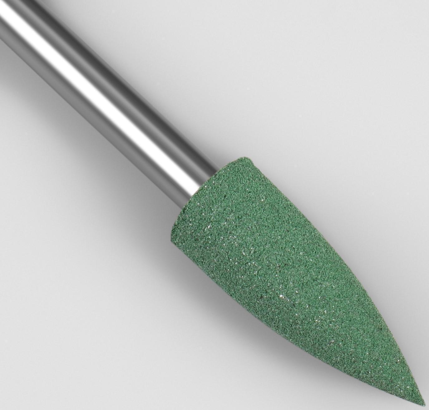 Фреза силиконовая для полировки, жёсткая, 5 × 13 мм, в пластиковом футляре, цвет зелёный