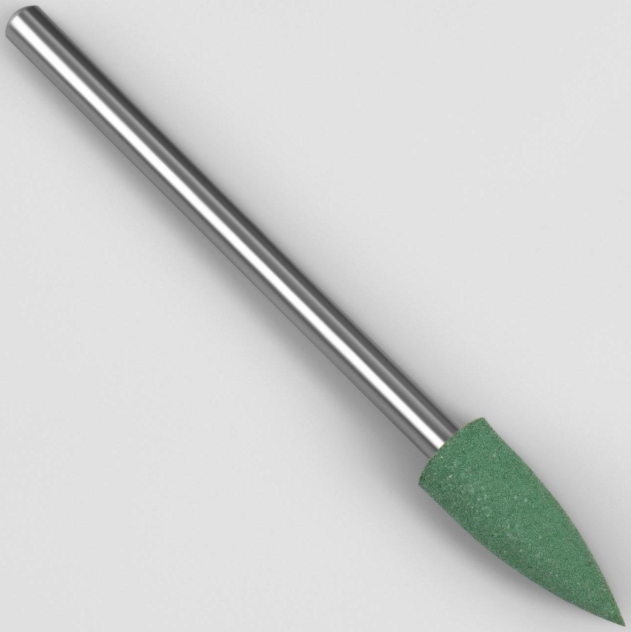 Фреза силиконовая для полировки, жёсткая, 5 × 13 мм, в пластиковом футляре, цвет зелёный