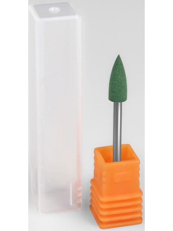 Фреза силиконовая для полировки, жёсткая, 5 × 13 мм, в пластиковом футляре, цвет зелёный
