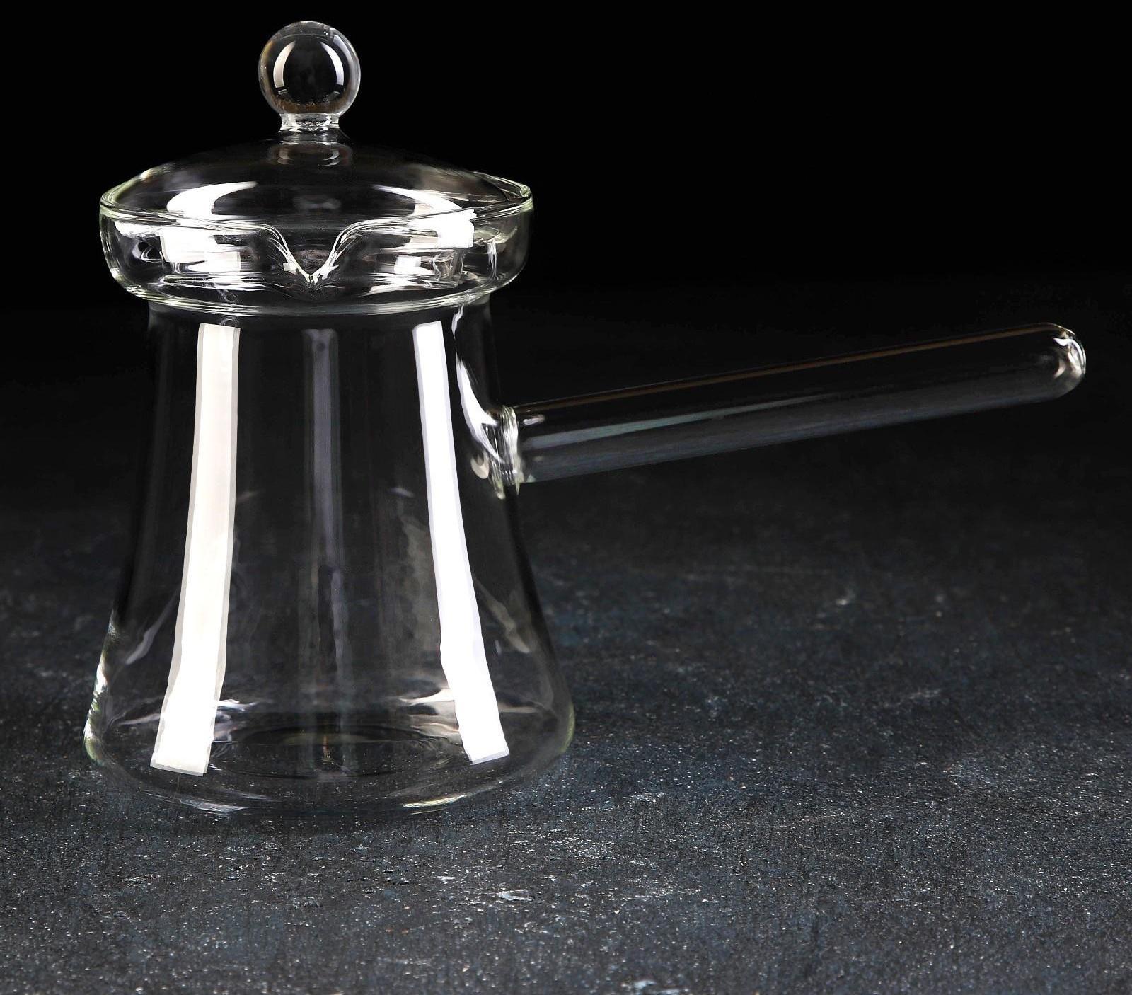 Турка стеклянная с крышкой «Арабика», 350 мл, 19×8,5×14 см