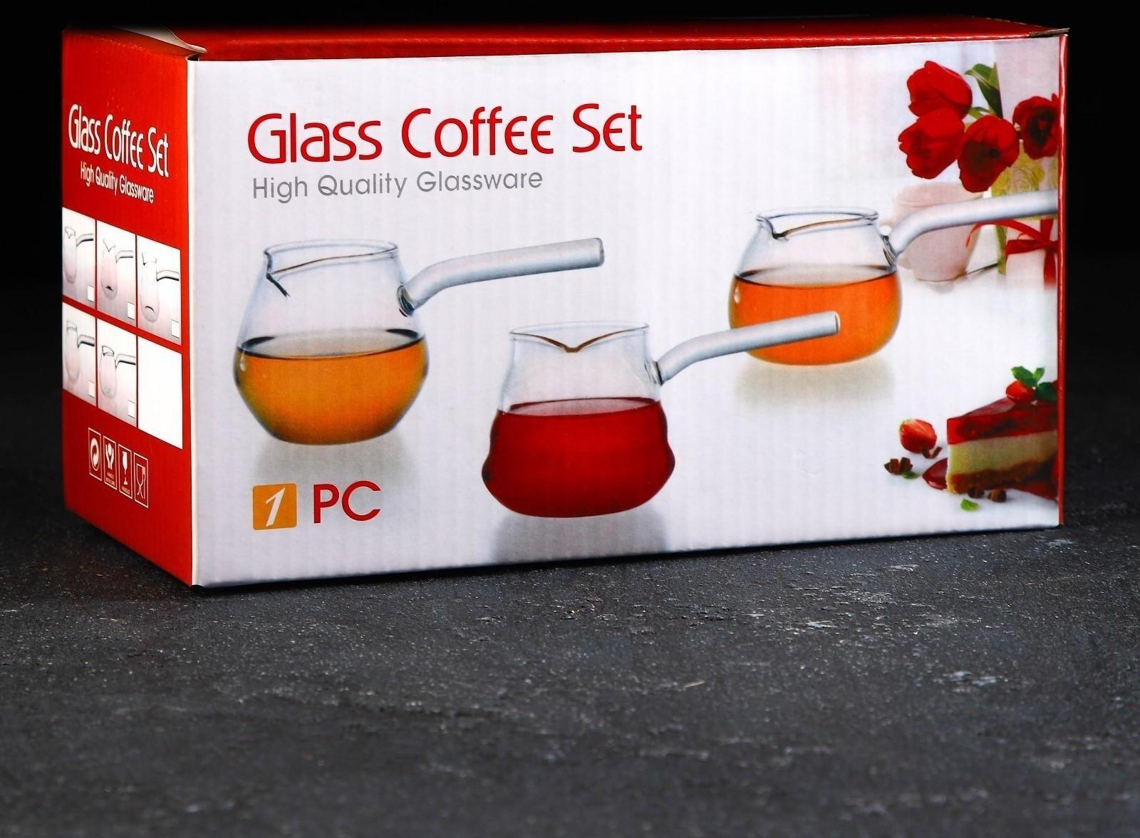 Турка стеклянная с крышкой «Арабика», 350 мл, 19×8,5×14 см