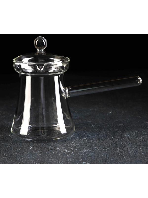 Турка стеклянная с крышкой «Арабика», 350 мл, 19×8,5×14 см