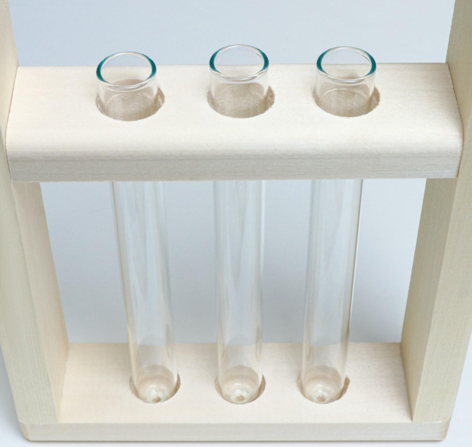 Кашпо деревянное 46×15×4 см с 3 колбами 15 см 