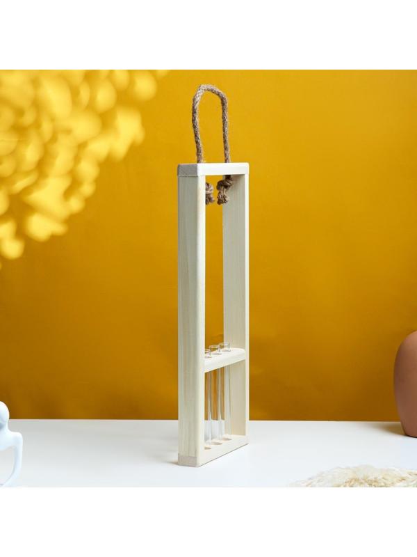 Кашпо деревянное 46×15×4 см с 3 колбами 15 см 