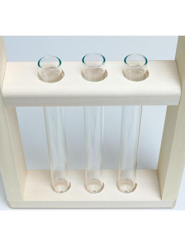 Кашпо деревянное 46×15×4 см с 3 колбами 15 см 