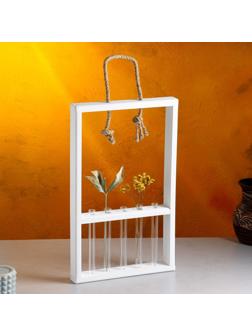 Кашпо деревянное 26×5×40 см с 5 колбами 15 см 