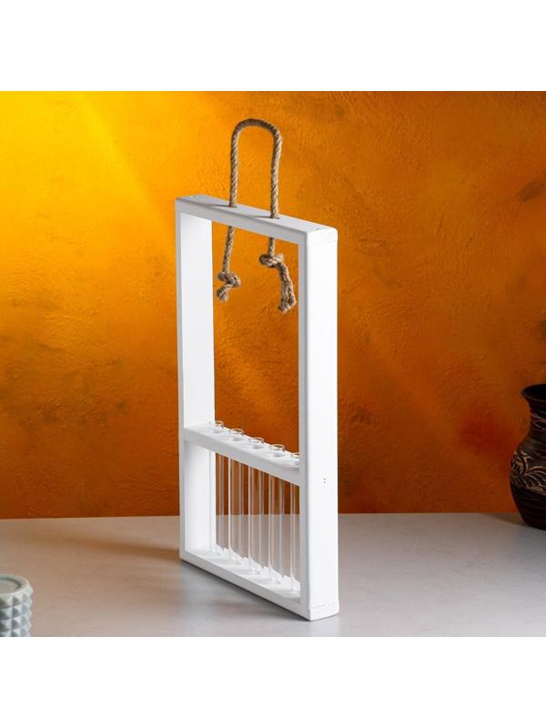 Кашпо деревянное 26×5×40 см с 5 колбами 15 см 