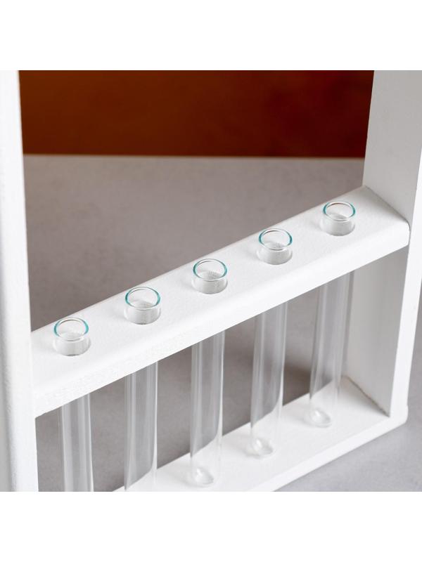 Кашпо деревянное 26×5×40 см с 5 колбами 15 см 