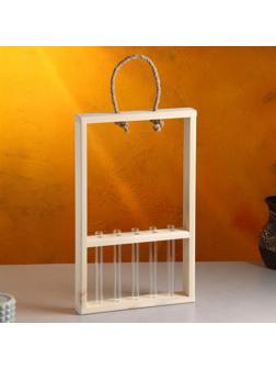 Кашпо деревянное 26×5×40 см с 5 колбами 15 см 