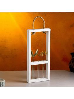 Кашпо деревянное 18×5×40 см с 3 колбами 15 см 