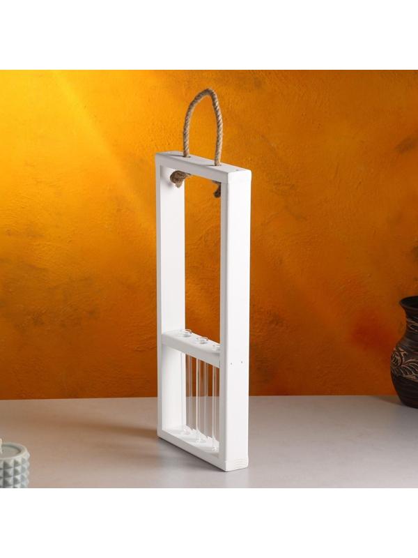 Кашпо деревянное 18×5×40 см с 3 колбами 15 см 