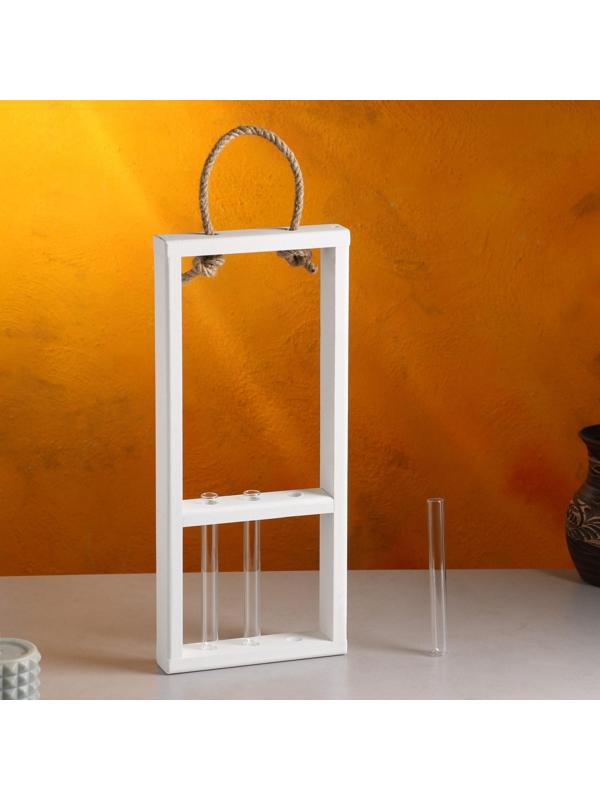 Кашпо деревянное 18×5×40 см с 3 колбами 15 см 