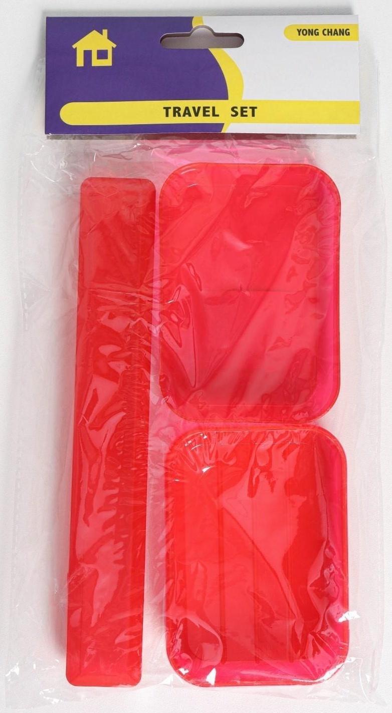 Набор дорожный, 2 предмета: футляр для зубной щётки 19 см, мыльница 10×6×3,5 см, цвет МИКС