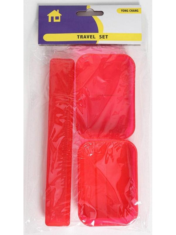 Набор дорожный, 2 предмета: футляр для зубной щётки 19 см, мыльница 10×6×3,5 см, цвет МИКС