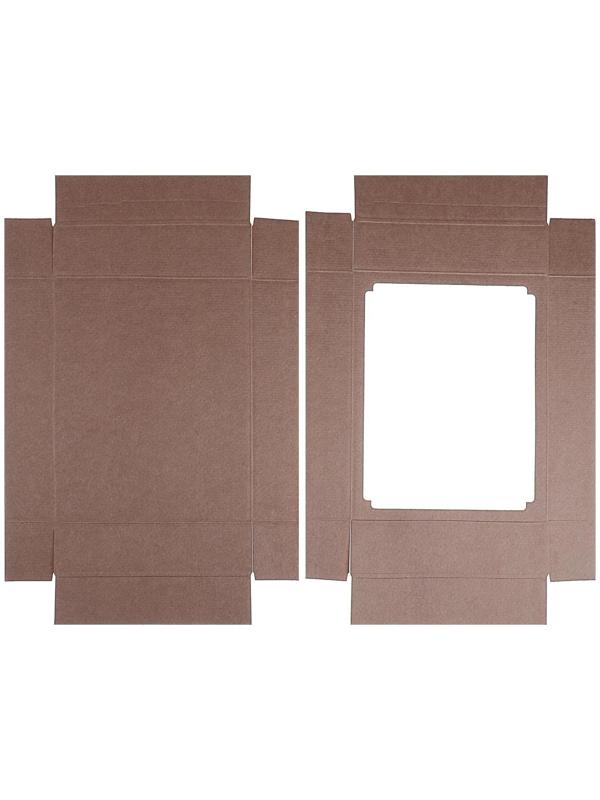 Коробка сборная без печати крышка-дно бурая с окном 29 х 23,5 х 6 см