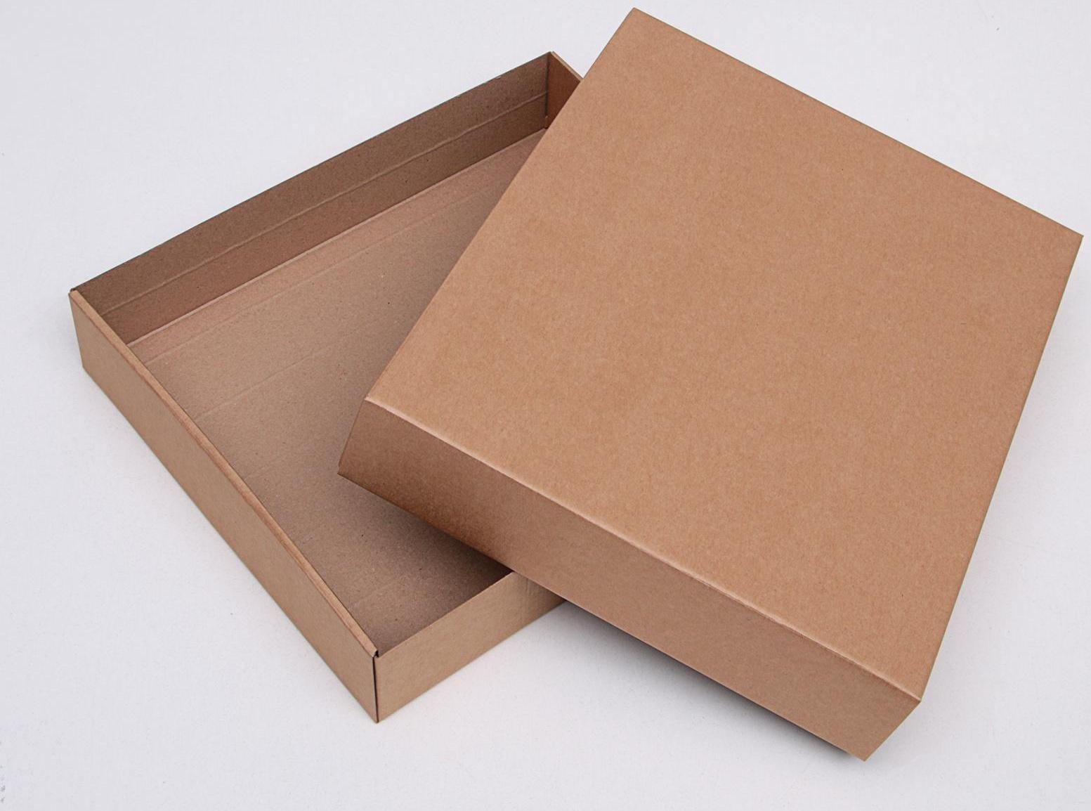 Коробка сборная без печати крышка-дно бурая без окна 37 х 32 х 7 см