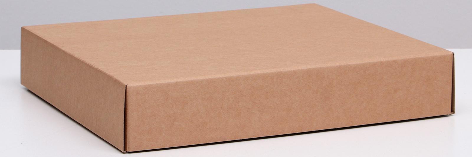 Коробка сборная без печати крышка-дно бурая без окна 37 х 32 х 7 см