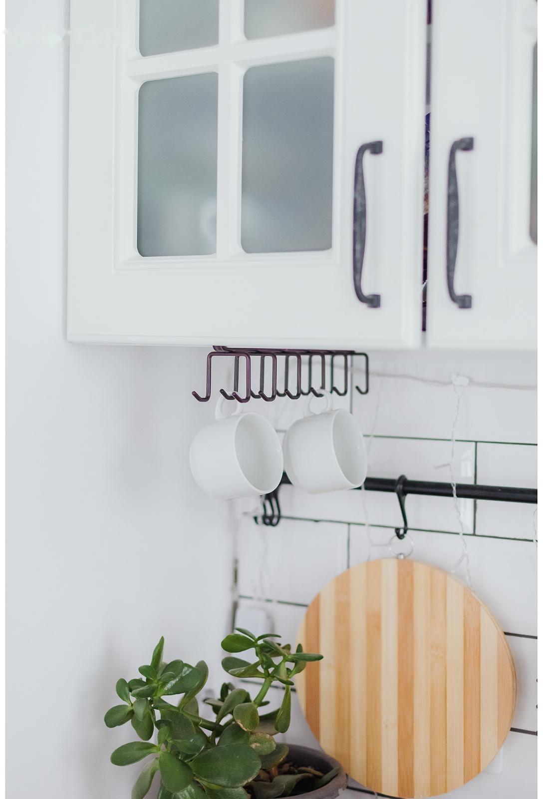 Держатель для кружек подвесной на 12 предметов Доляна, 27×5×7,5 см, цвет коричневый