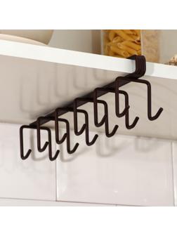 Держатель для кружек подвесной на 12 предметов Доляна, 27×5×7,5 см, цвет коричневый