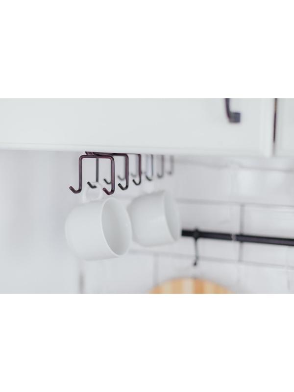 Держатель для кружек подвесной на 12 предметов Доляна, 27×5×7,5 см, цвет коричневый