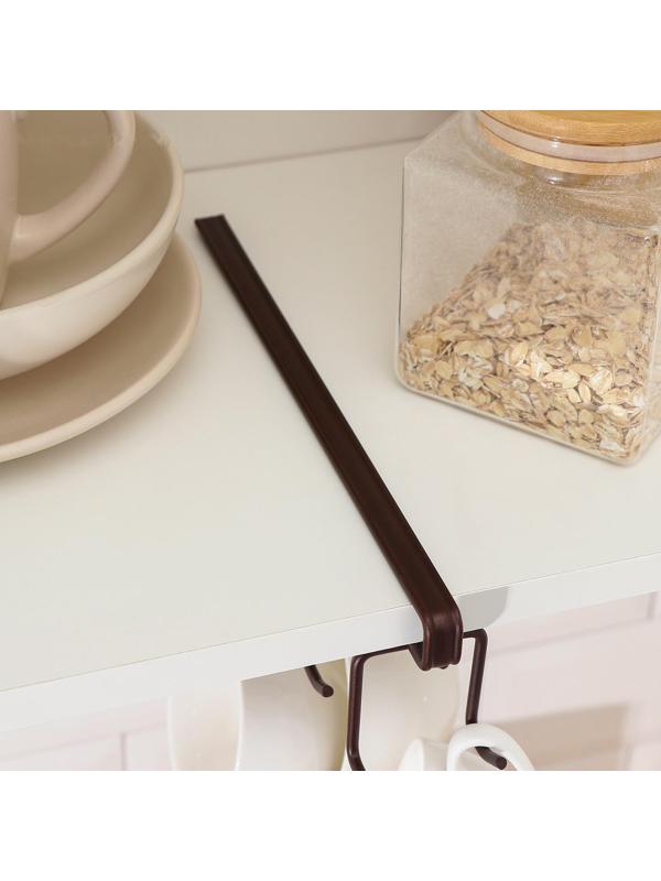 Держатель для кружек подвесной на 12 предметов Доляна, 27×5×7,5 см, цвет коричневый