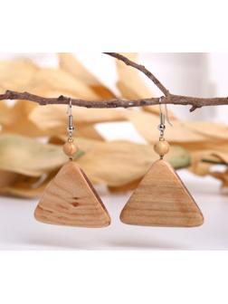 Серьги ручная работа, деревянные 