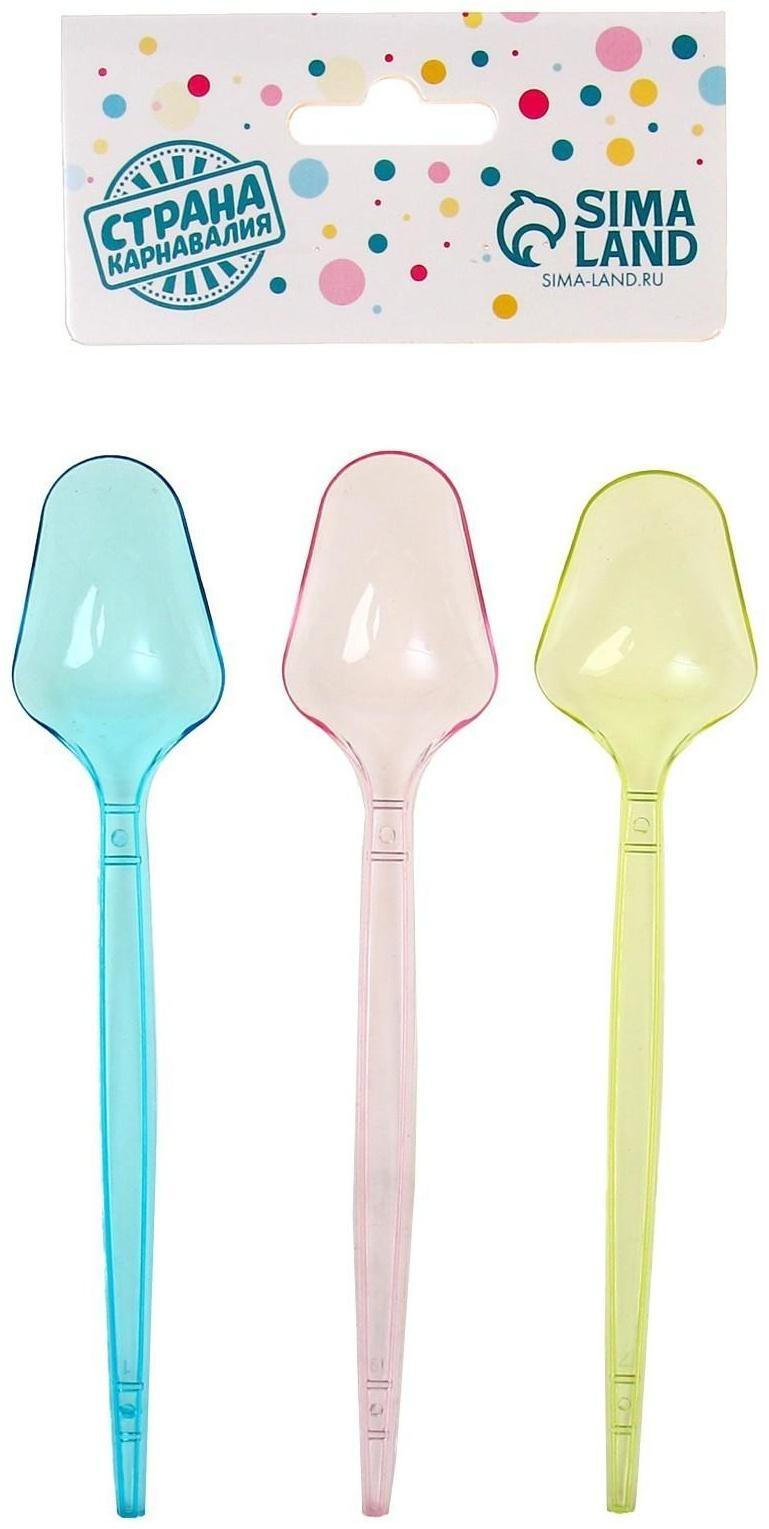 Ложки пластиковые, набор 6 шт., цвета МИКС