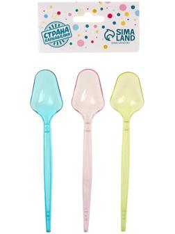 Ложки пластиковые, набор 6 шт., цвета МИКС