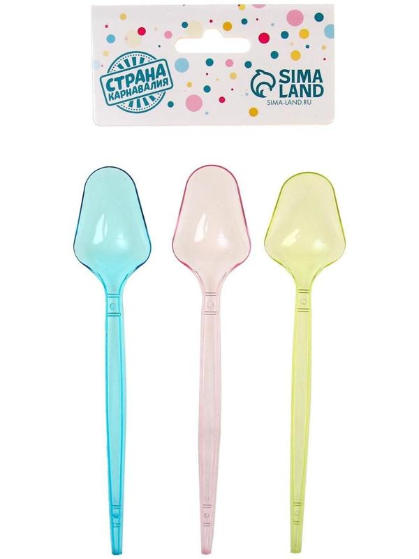 Ложки пластиковые, набор 6 шт., цвета МИКС