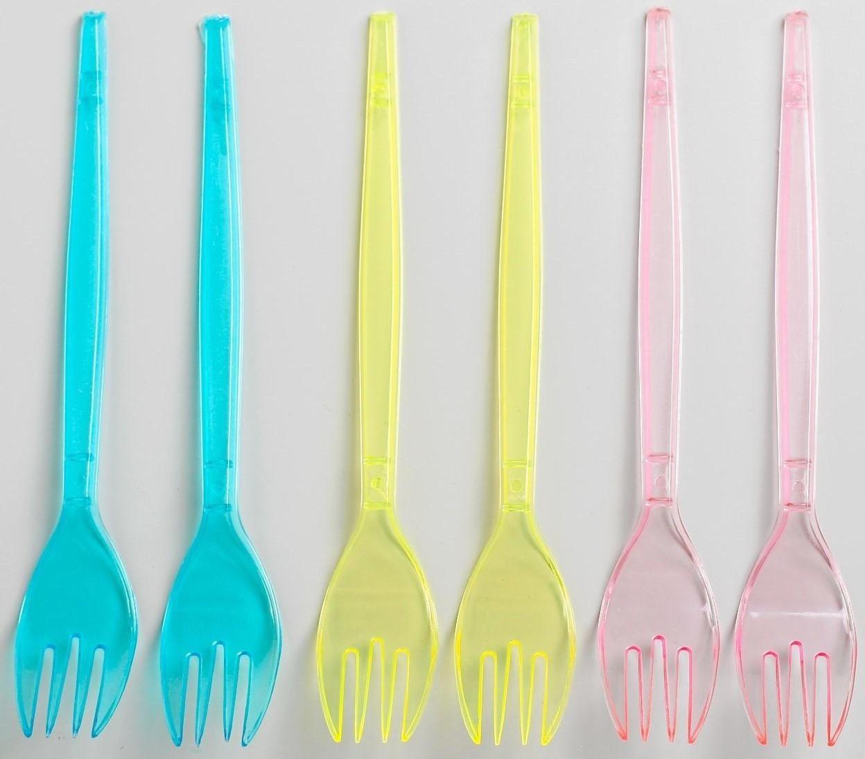 Вилки пластиковые, набор 6 шт., цвета МИКС