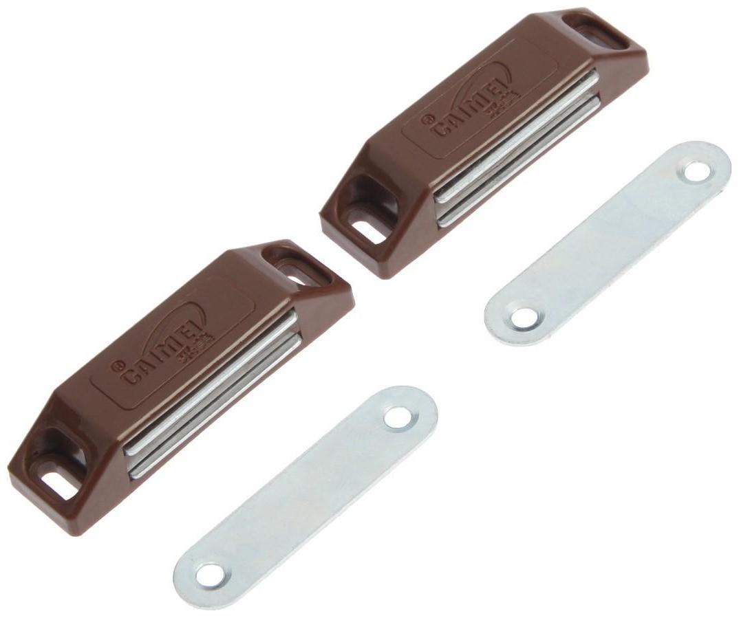 Магнит мебельный ТУНДРА M002BR, 60х13 мм, средний, коричневый, 2 шт.