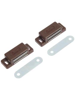 Магнит мебельный ТУНДРА M001BR, 41х13 мм, маленький, коричневый, 2 шт.