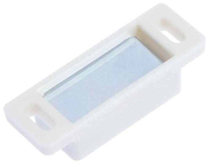 Магнит мебельный ТУНДРА M001W, 41х13 мм, маленький, белый, 2 шт.