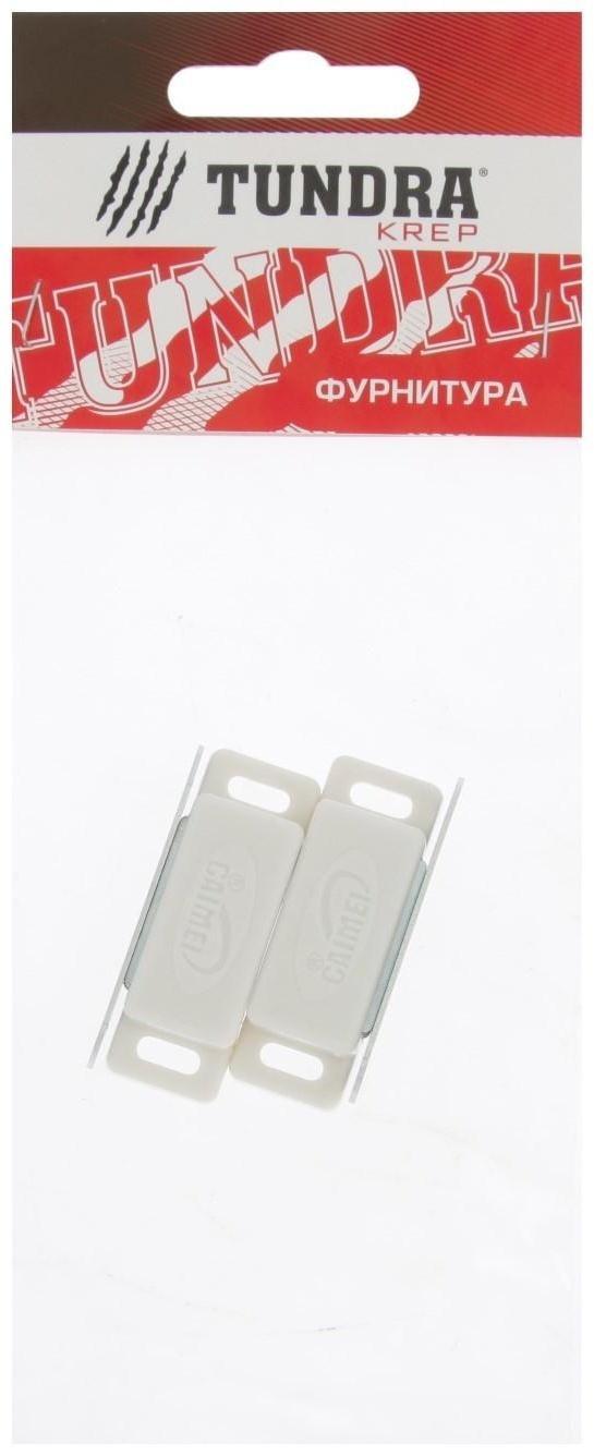 Магнит мебельный ТУНДРА M001W, 41х13 мм, маленький, белый, 2 шт.