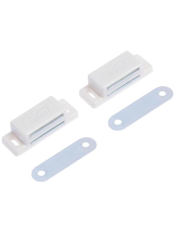 Магнит мебельный ТУНДРА M001W, 41х13 мм, маленький, белый, 2 шт.