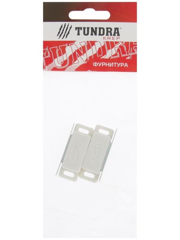 Магнит мебельный ТУНДРА M001W, 41х13 мм, маленький, белый, 2 шт.