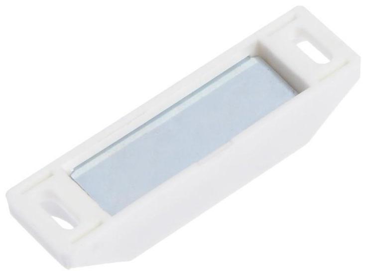 Магнит мебельный ТУНДРА M002W, 60х13 мм, средний, белый, 2 шт.