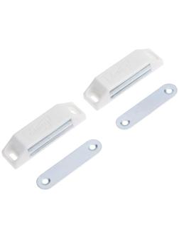 Магнит мебельный ТУНДРА M002W, 60х13 мм, средний, белый, 2 шт.