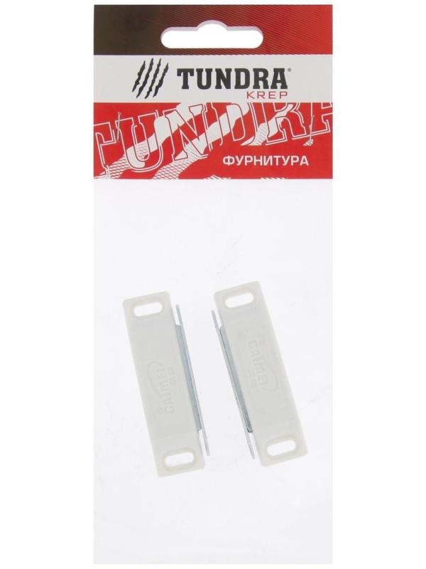 Магнит мебельный ТУНДРА M002W, 60х13 мм, средний, белый, 2 шт.