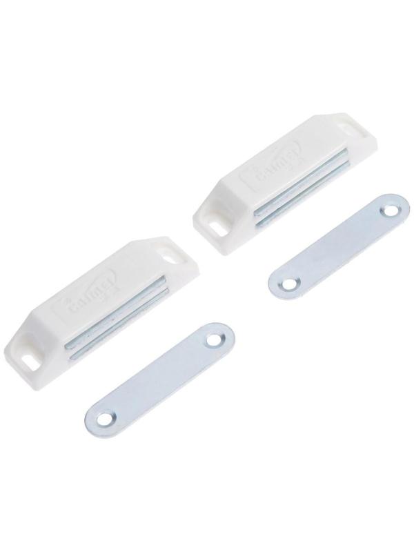 Магнит мебельный ТУНДРА M002W, 60х13 мм, средний, белый, 2 шт.