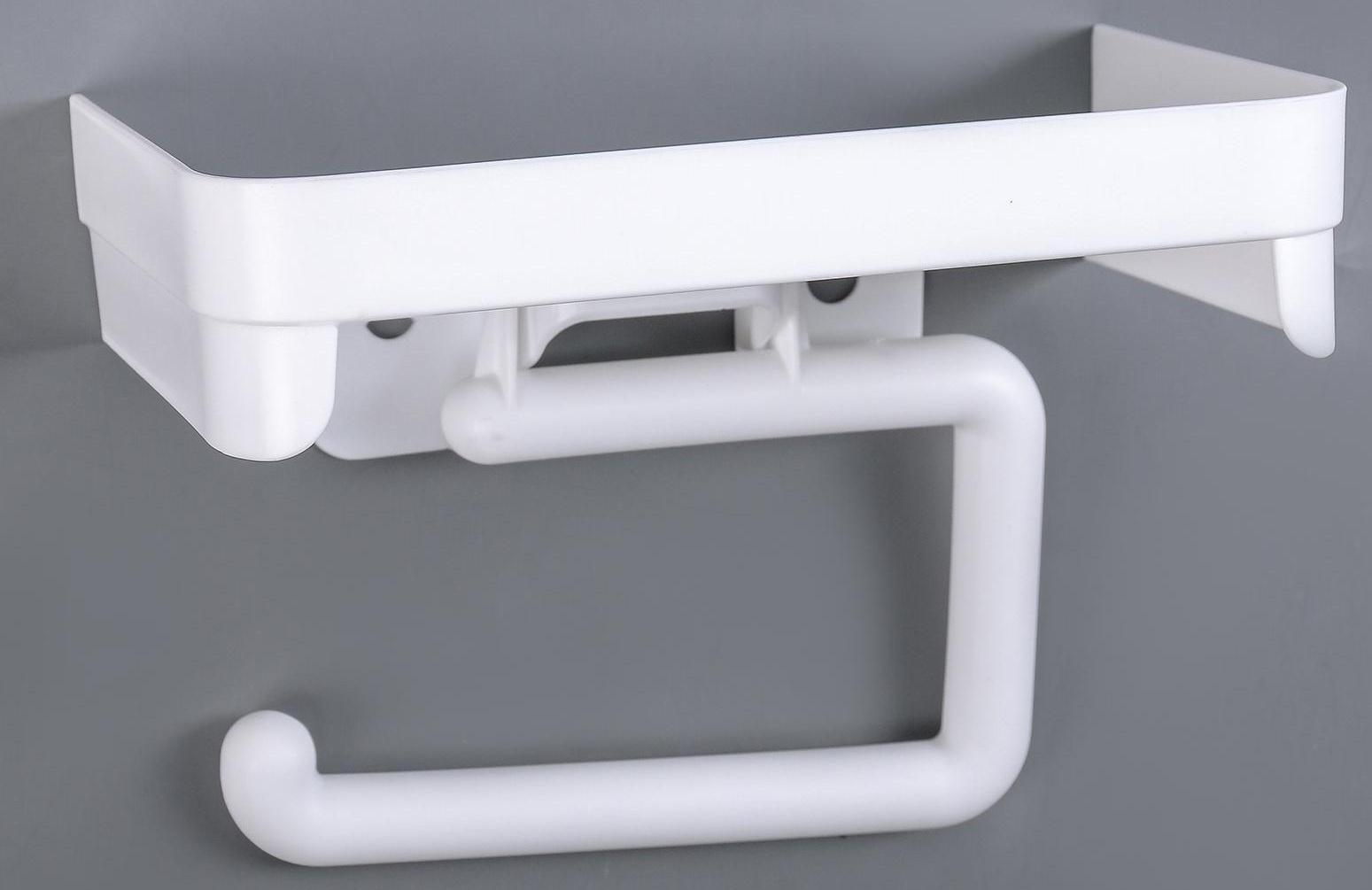 Держатель для туалетной бумаги с полочкой, цвет белый