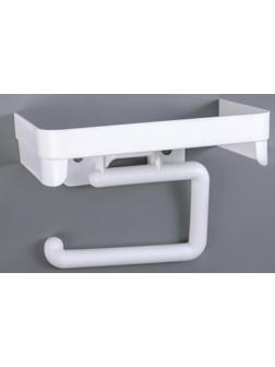 Держатель для туалетной бумаги с полочкой, цвет белый